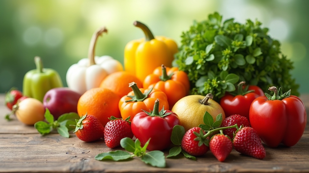 Bowl of colorful vitamin-rich fruits and vegetables